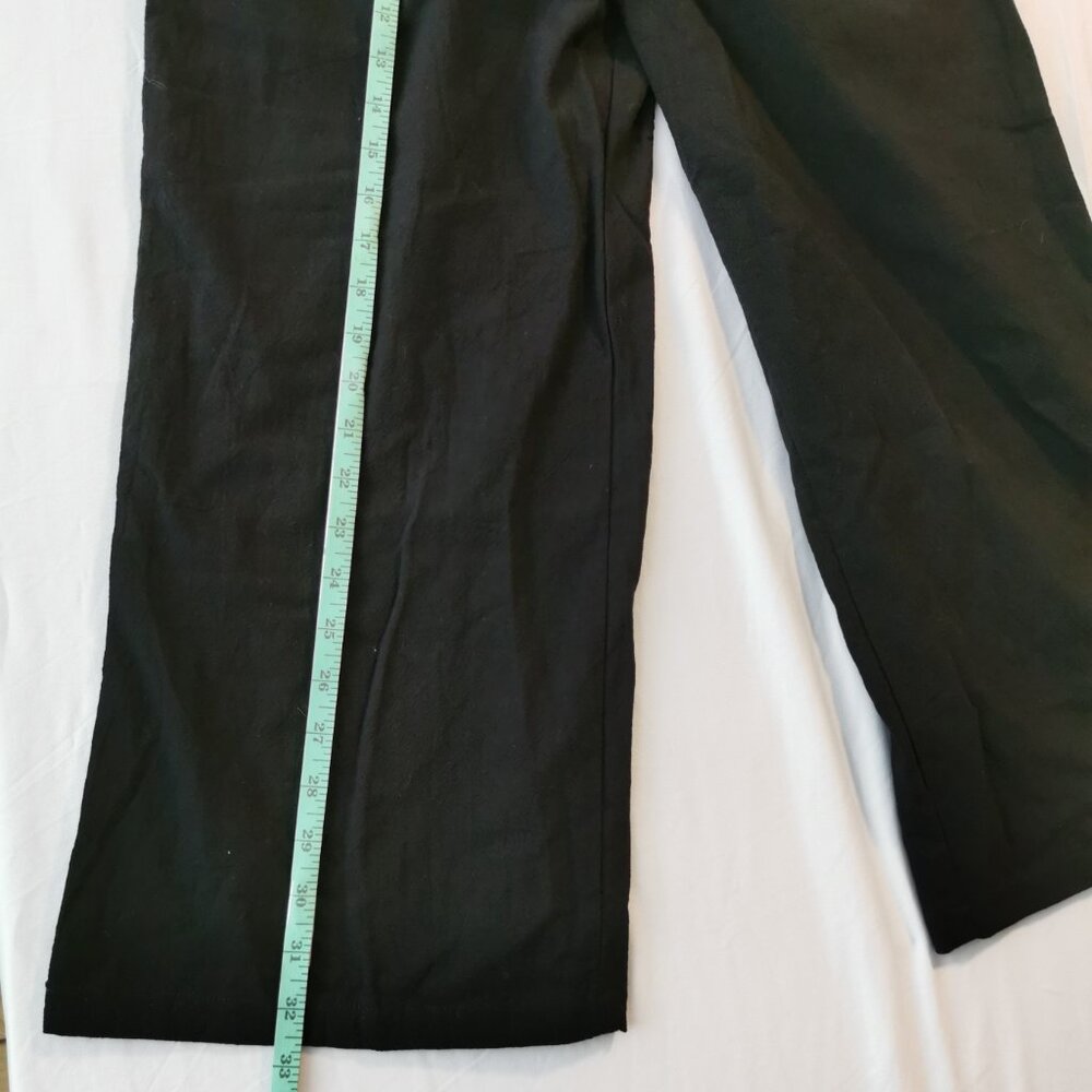 Womens Loose Cotton Capris Wide Leg Pants with Pockets (M ~BLACK) - Picture 4 of 10
